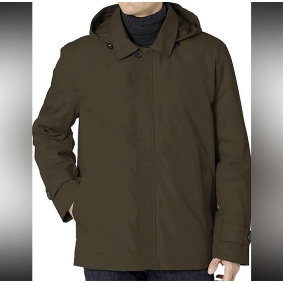 Cole Haan Jacket Mens Large Hooded Parka Raincoat Polyester Lined Signature - Picture 1 of 12